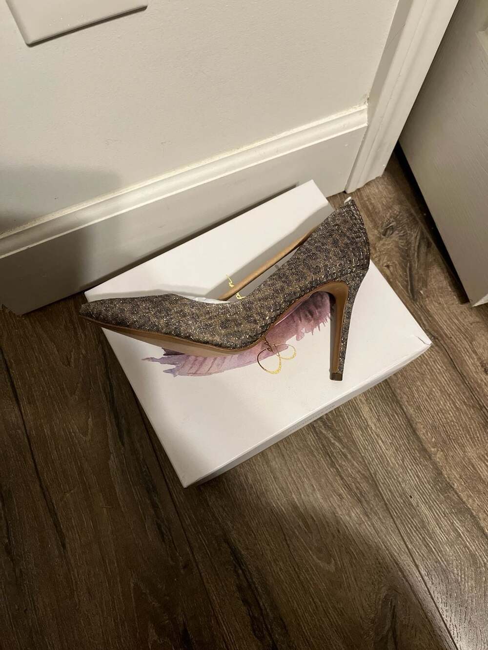 Jessica Simpson Brown Tweed Metallic Glitz Pointed Toe Pumps